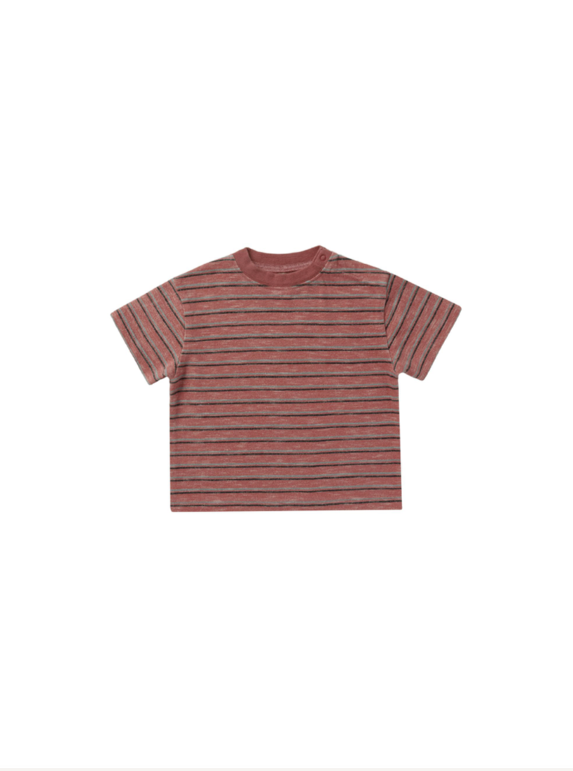 Rylee + Cru Relaxed Tee - Red Multi-Stripe