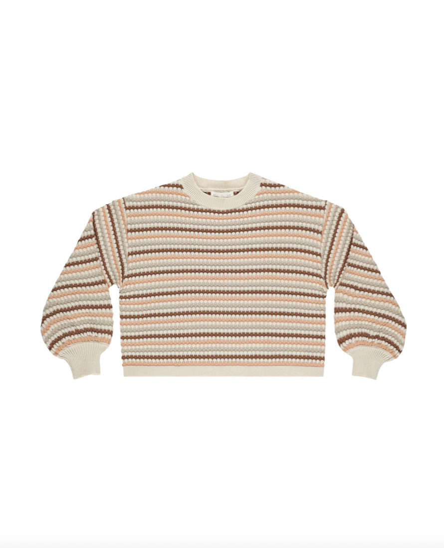 Rylee + Cru Boxy Crop Sweater - Honeycomb Stripe