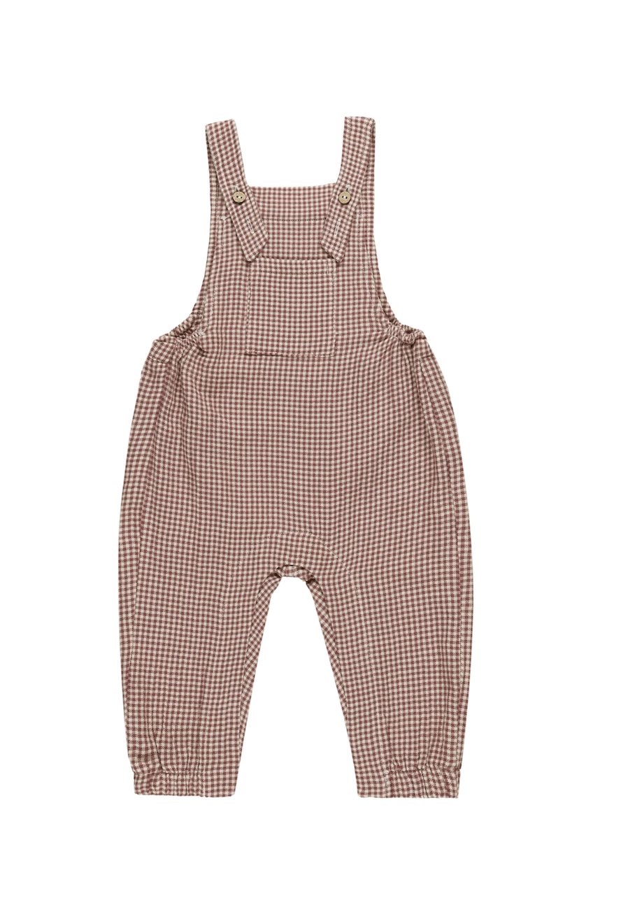 Quincy Mae Baby Overall - Plum Gingham