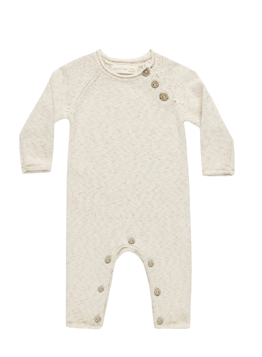 Quincy Mae Cozy Heather Knit Jumpsuit - Speckled Natural