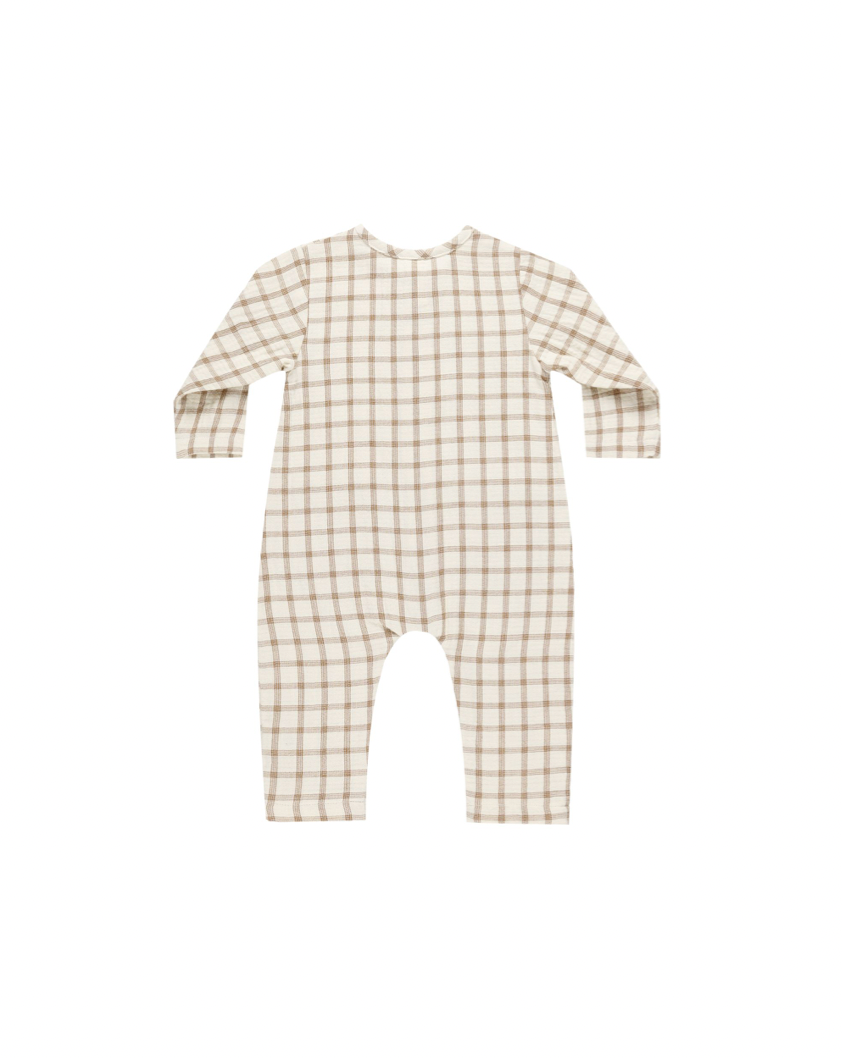 Quincy Mae Pocketed Woven Jumpsuit - Cinnamon Plaid