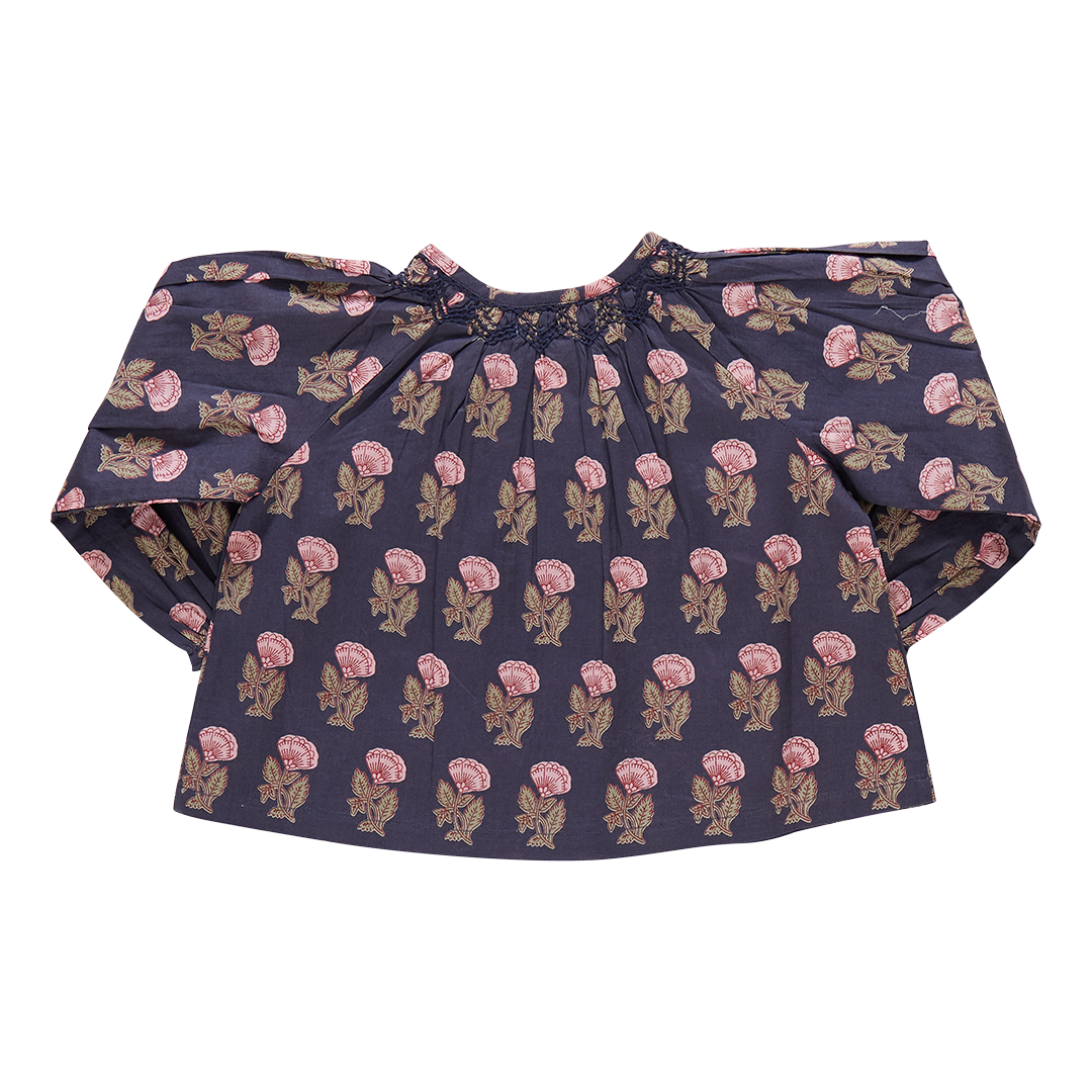 Pink Chicken Girls Ava Top - Navy Flower Drop