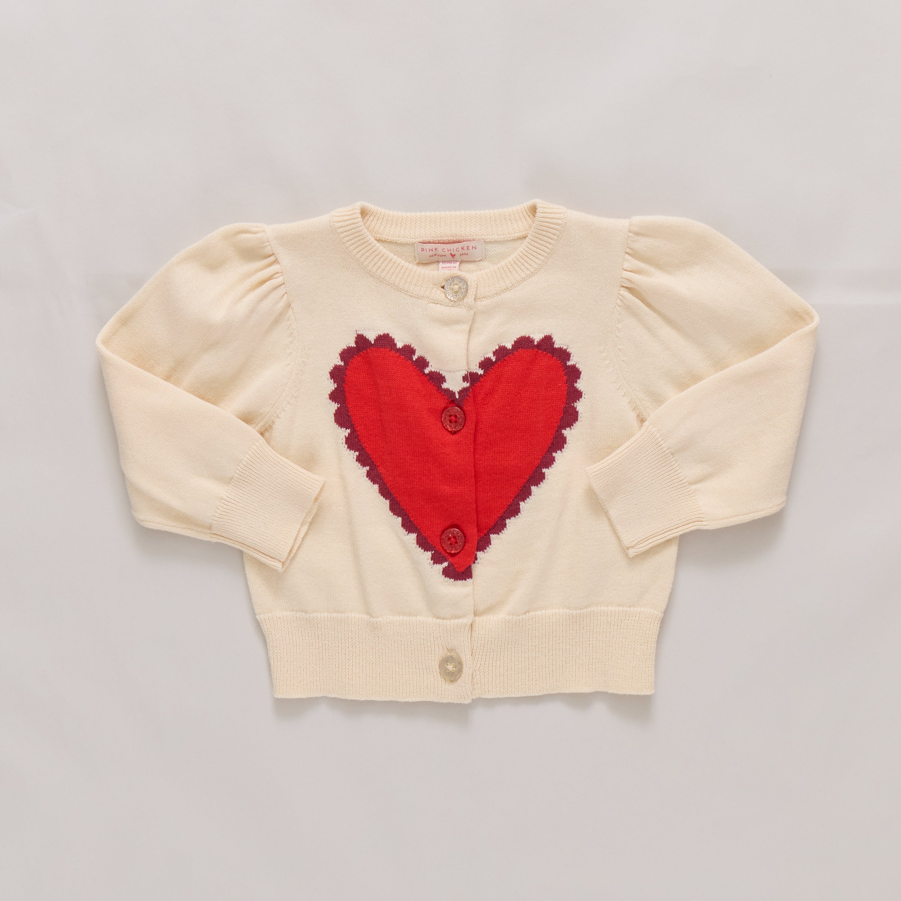 Pink Chicken Baby Girls Constance Sweater - Scalloped Heart