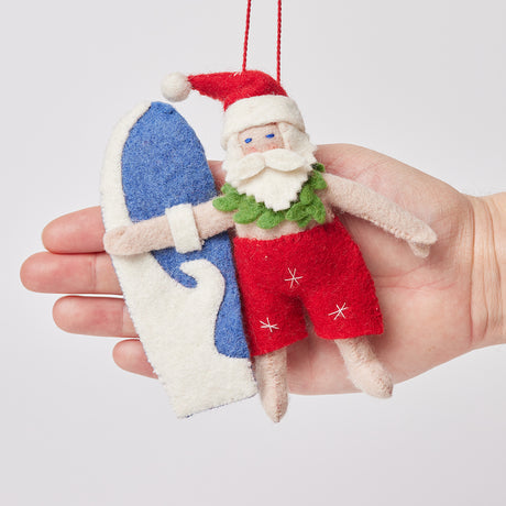 Surf's Up Santa Ornament