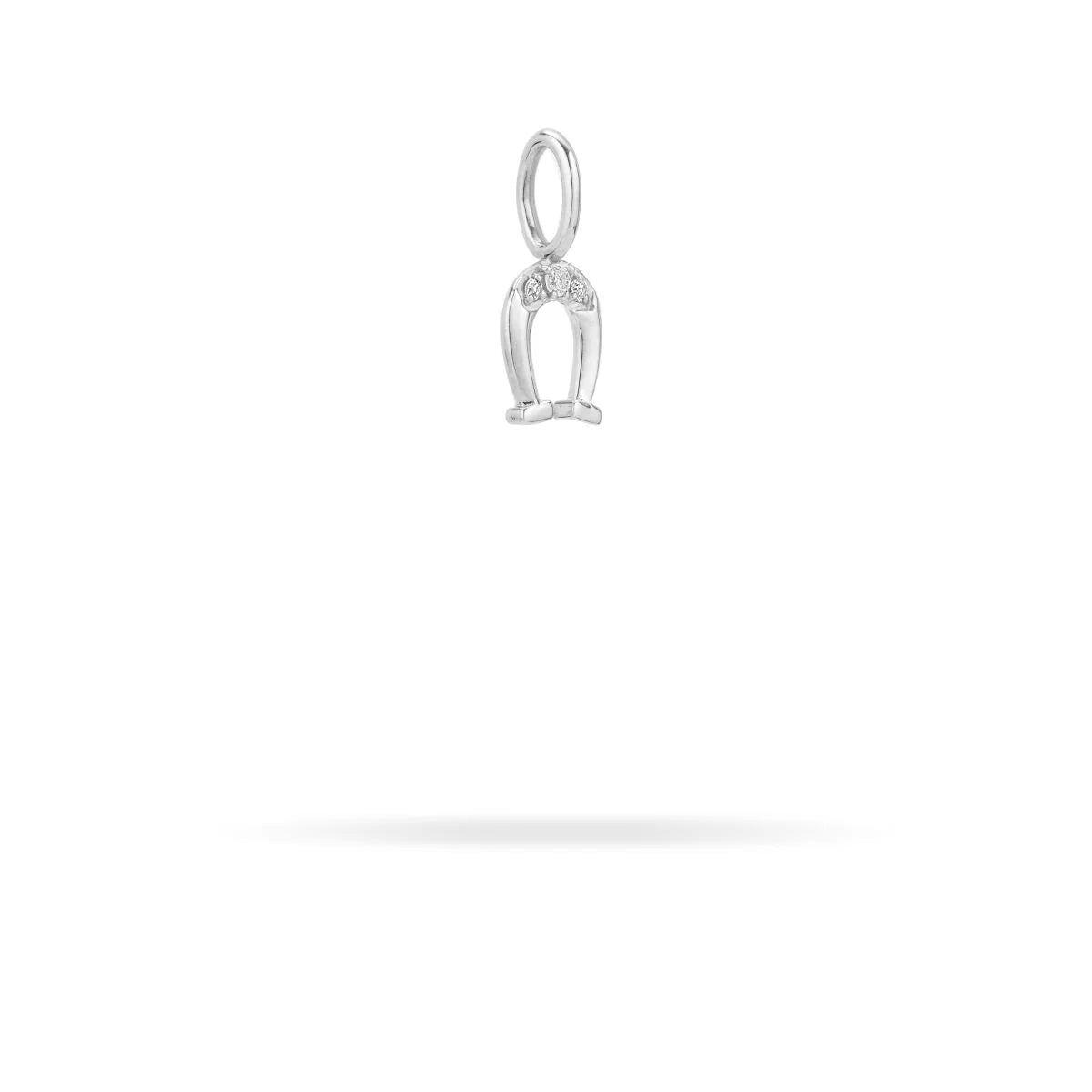 Diamond Horseshoe Mini Charm - Silver