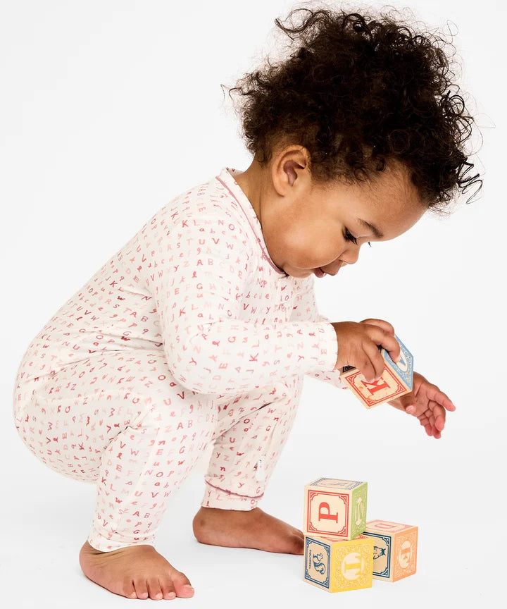 Oso & Me Ziggy Zip Romper - Pink ABCs