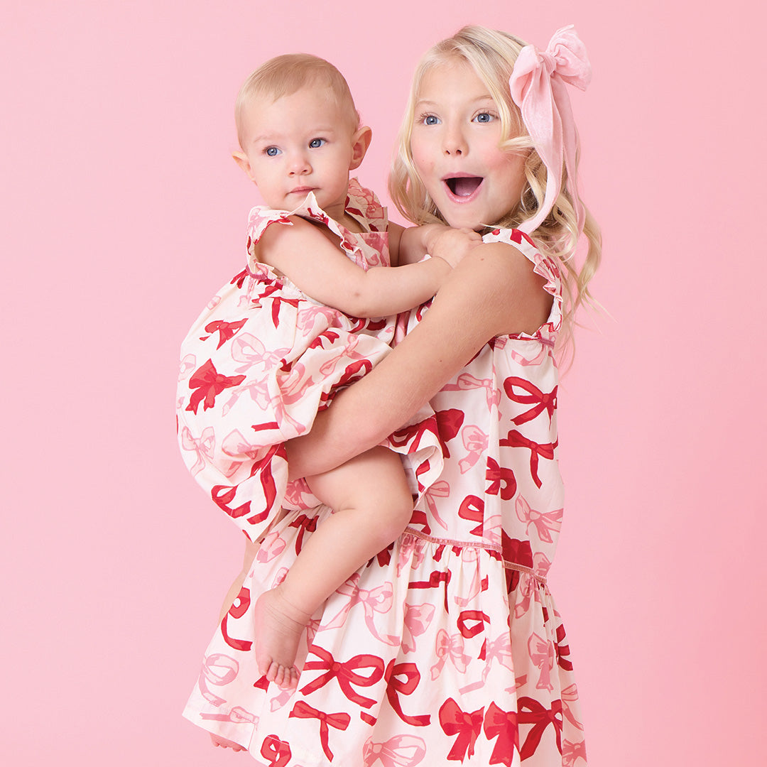 Pink Chicken Baby Girls Camelia Dress Set - Valentine Bows