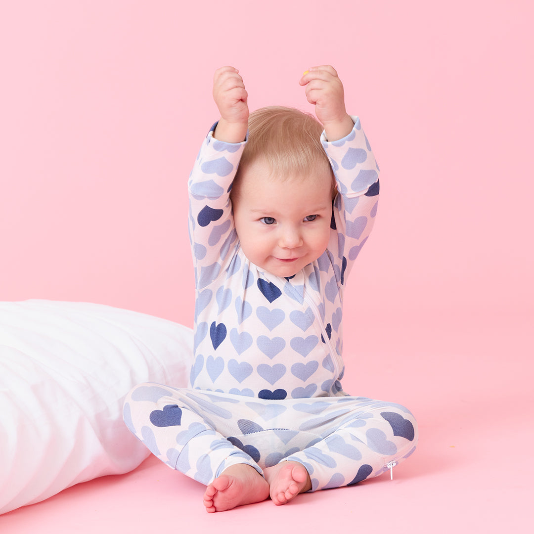 Pink Chicken Baby Bamboo Romper - Blue Tiny Hearts