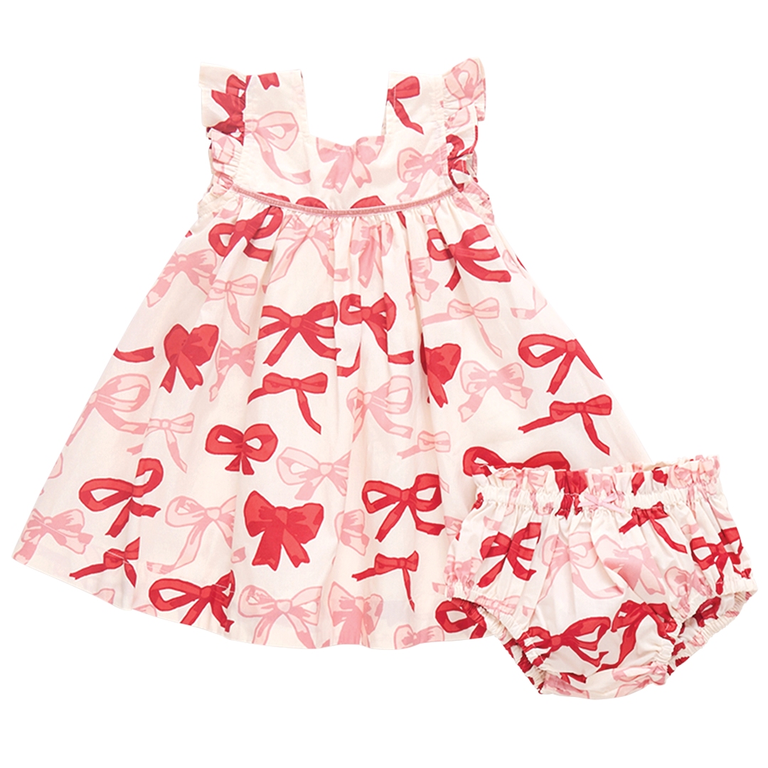 Pink Chicken Baby Girls Camelia Dress Set - Valentine Bows