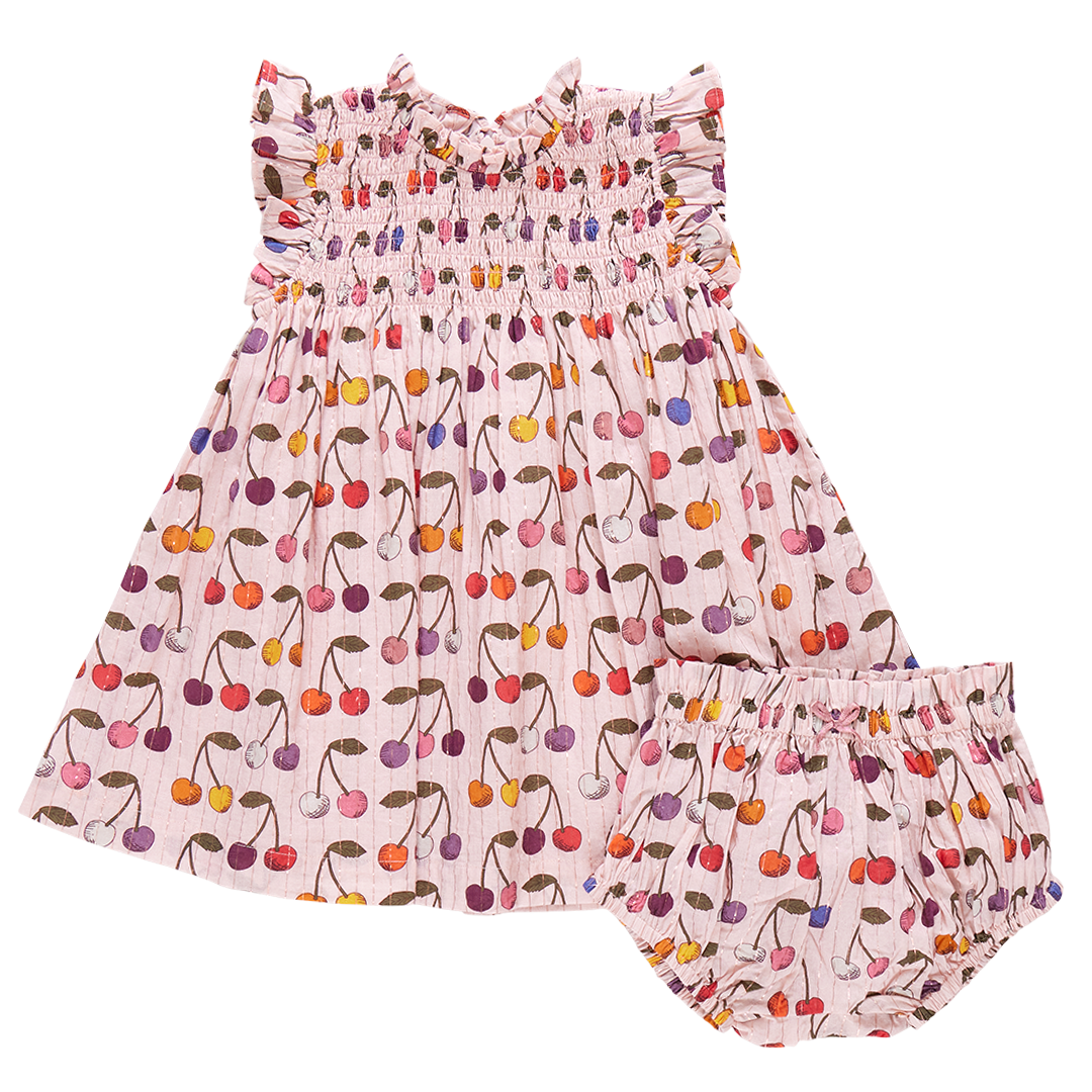 Pink Chicken Baby Girls Stevie Dress Set - Cloud Pink Cherry