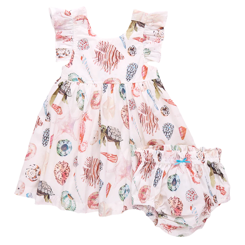 Pink Chicken Baby Girls Liv Dress Set - Watercolor Shells