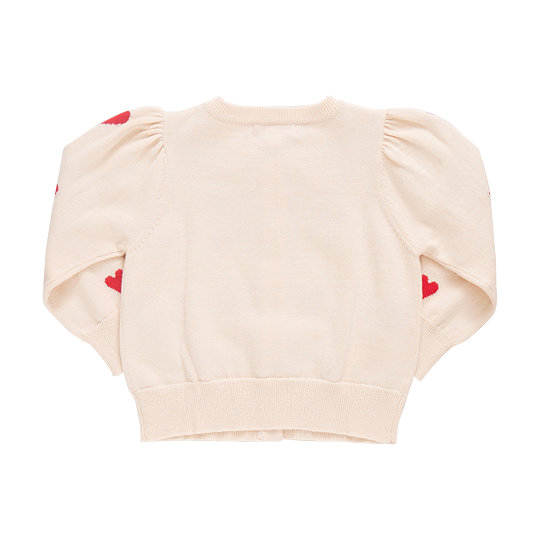 Pink Chicken Baby Girls Constance Sweater - Cream and Red Hearts