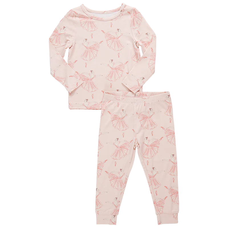 Pink Chicken Kids Bamboo PJ Set - Pink Ballerinas