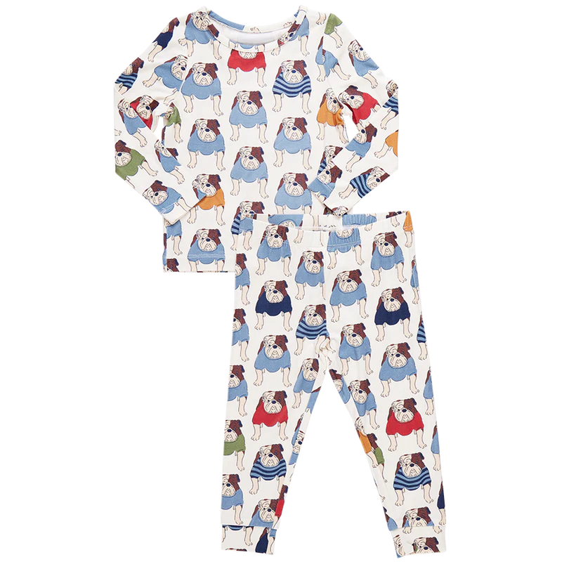 Pink Chicken Kids Bamboo PJ Set - Bulldogs