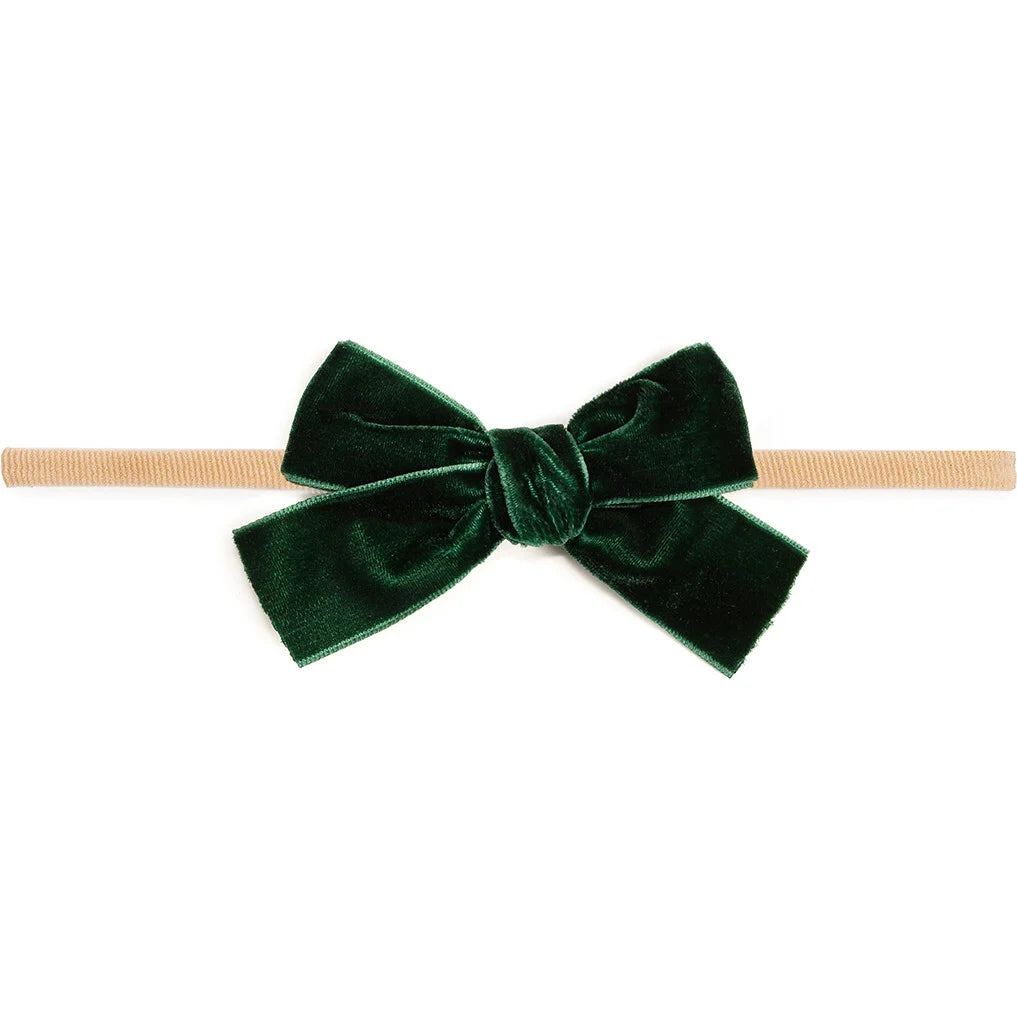 Emerald Green Velvet Bow Baby Headband