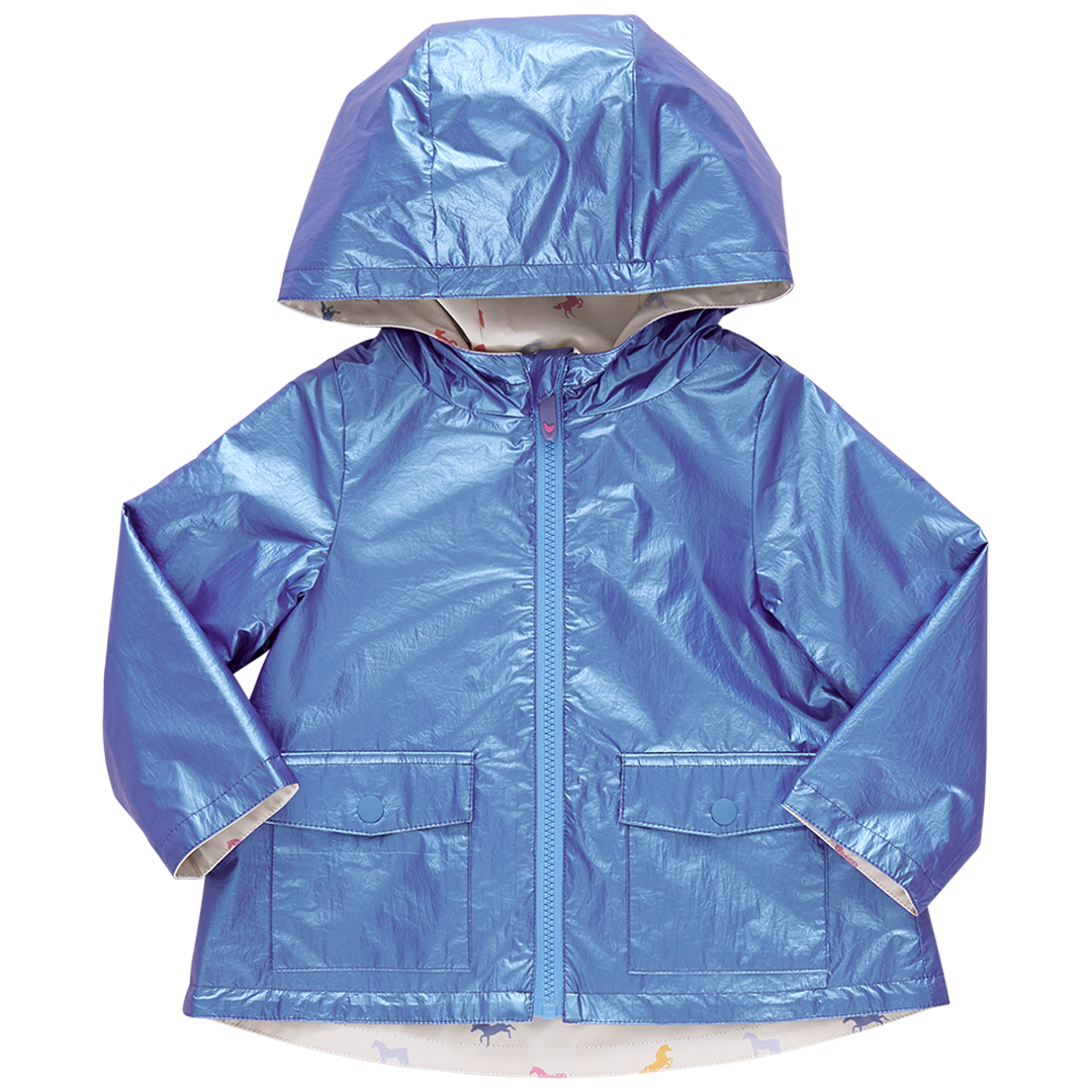 Pink Chicken Girls Rafa Rain Coat - Blue Metallic