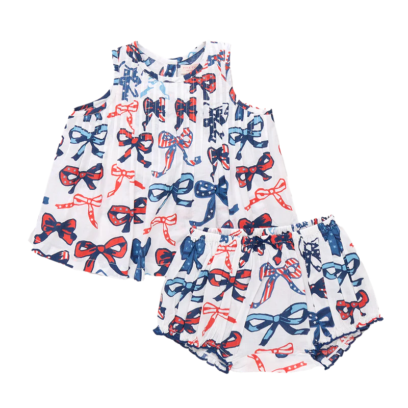 Pink Chicken Baby Girls Two-Piece Jaipur Set - Red White and Bows