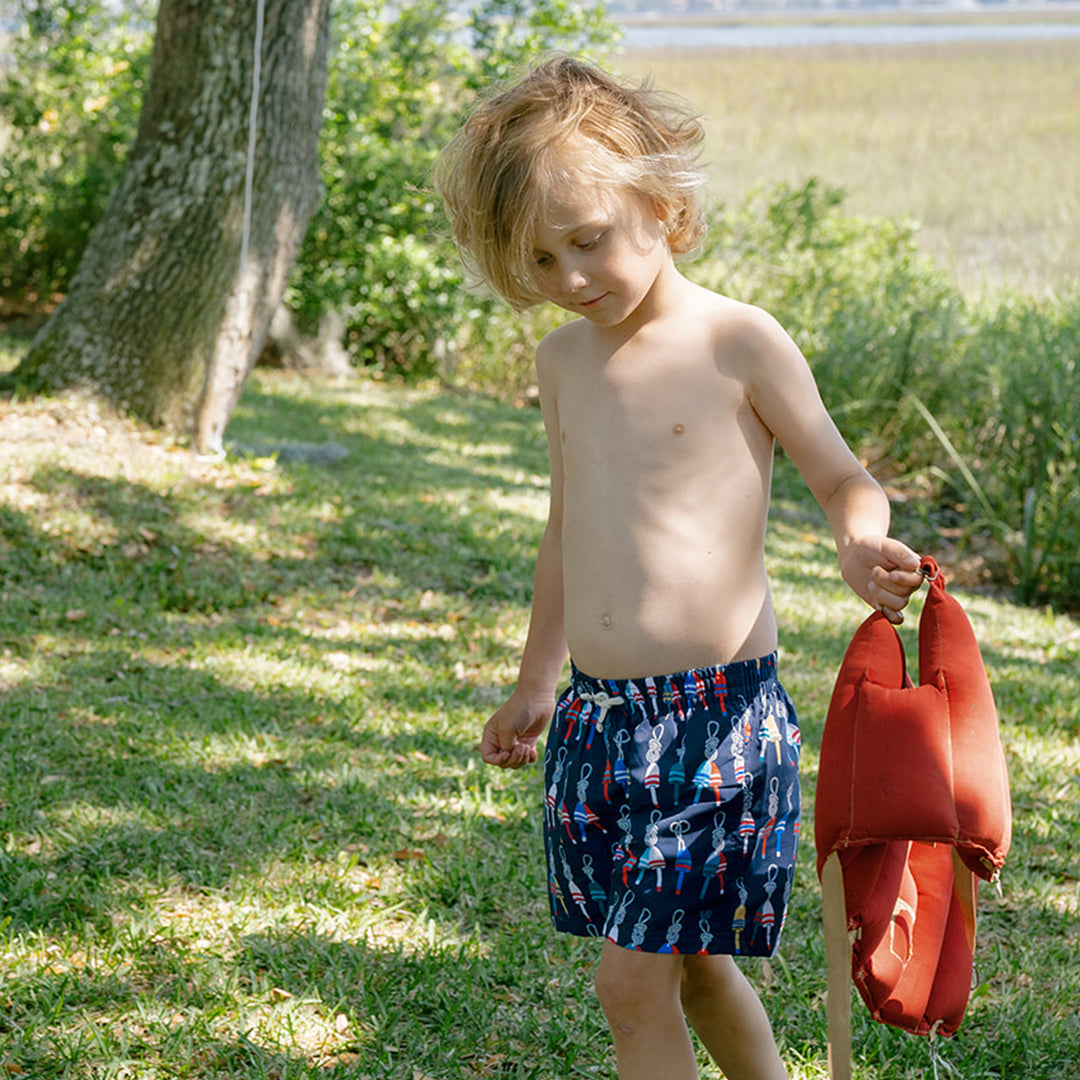 Pink Chicken Swim Trunk - Navy Buoys