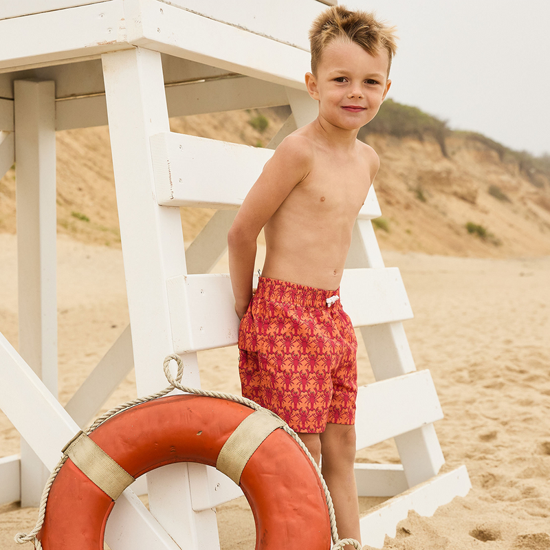 Pink Chicken Swim Trunk - Orange Lobsters