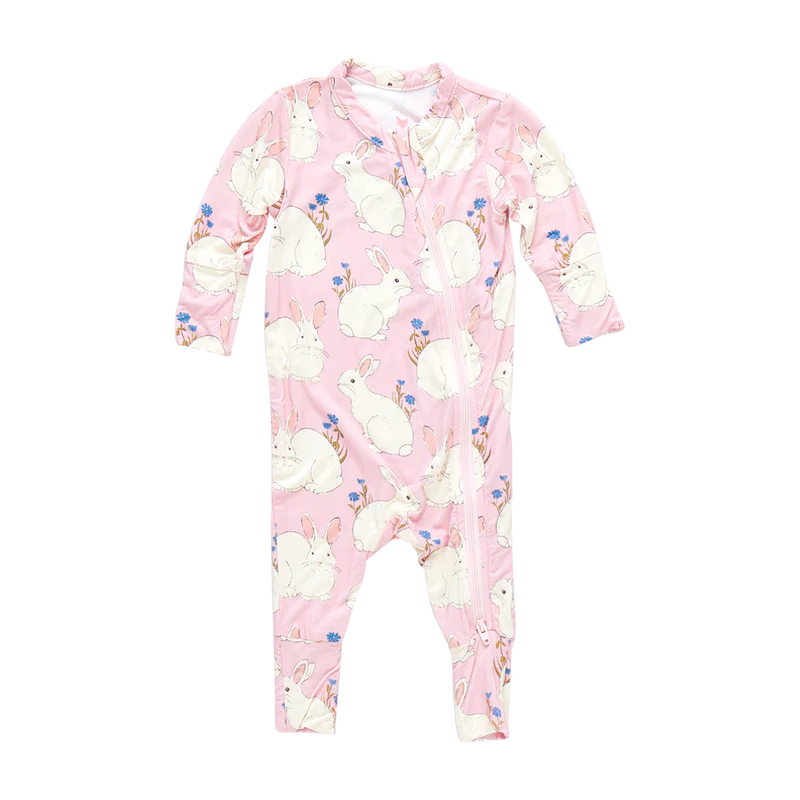 Pink Chicken Baby Bamboo Romper - Pink Bunnies