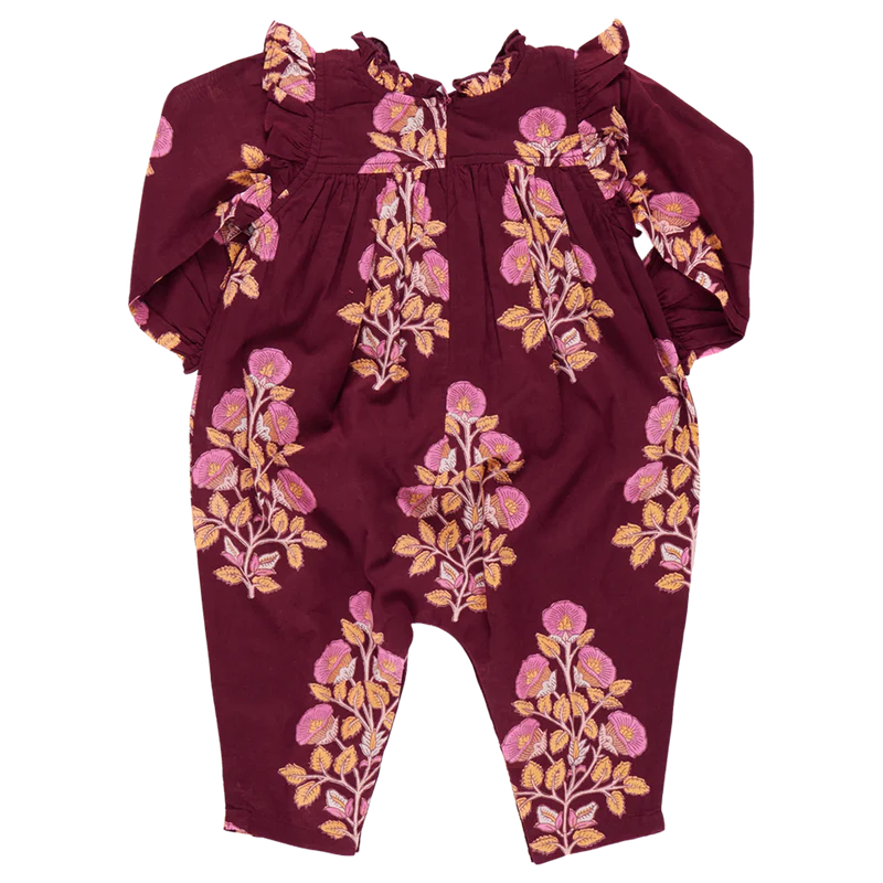 Pink Chicken Baby Girls Kalani Jumper - Burgundy Bouquet Floral