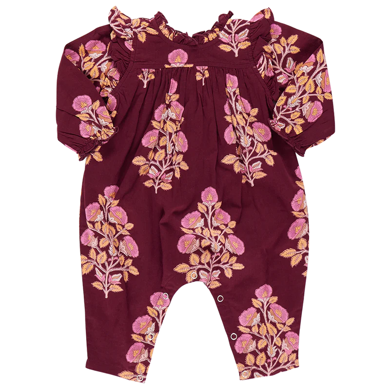 Pink Chicken Baby Girls Kalani Jumper - Burgundy Bouquet Floral