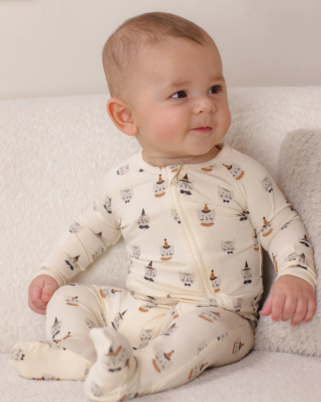 Quincy Mae Bamboo Zip Footie - Costume Kittens