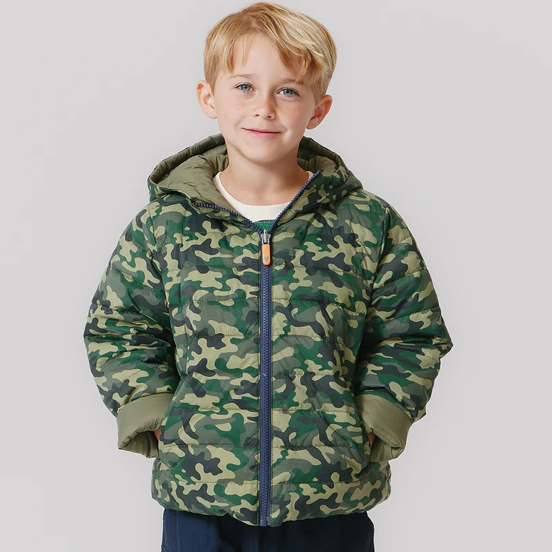 Pink Chicken Kids Reversible Riley Jacket - Green Camo