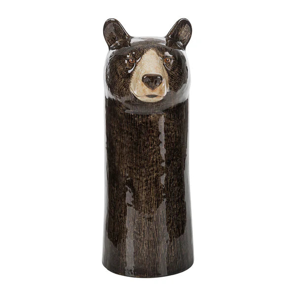 Black Bear Ceramic Flower Vase