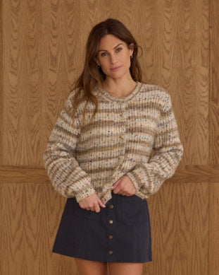 Rylee + Cru Women's Cheyenne Cardigan - Stone Multi Stripe
