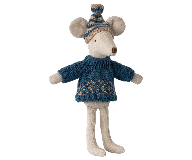 Maileg Knitted Sweater and Hat - Dad Mouse