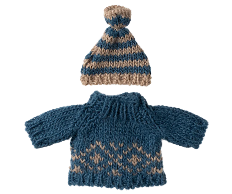 Maileg Knitted Sweater and Hat - Dad Mouse