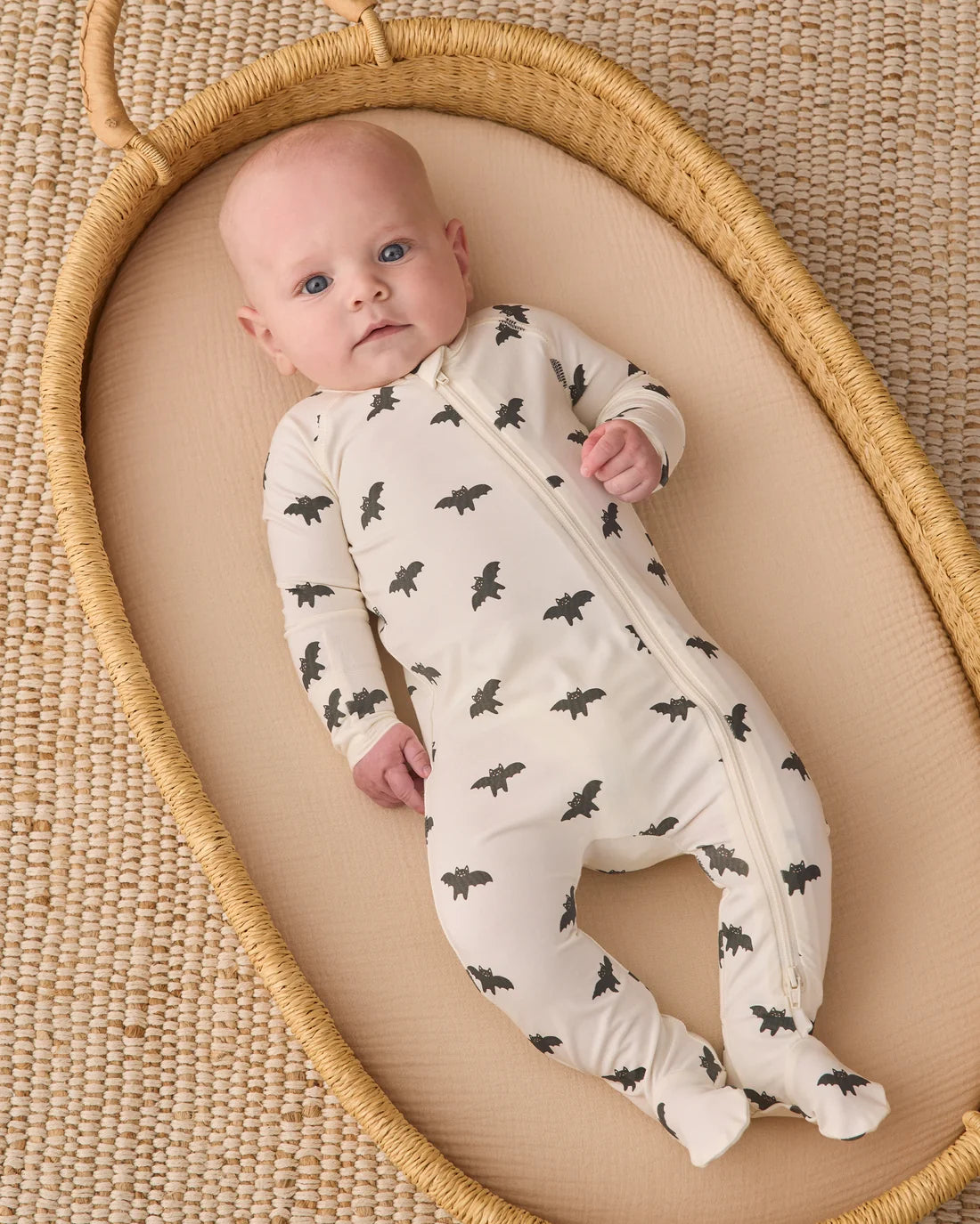 Quincy Mae Bamboo Zip Footie - Bats