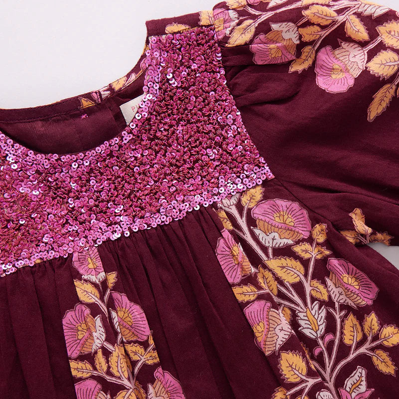 Pink Chicken Girls Fiona Dress - Burgundy Bouquet Floral