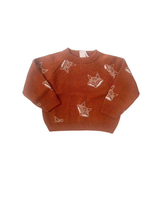 Dear Hayden Organic Fox Knit Sweater - Mocha Bisque