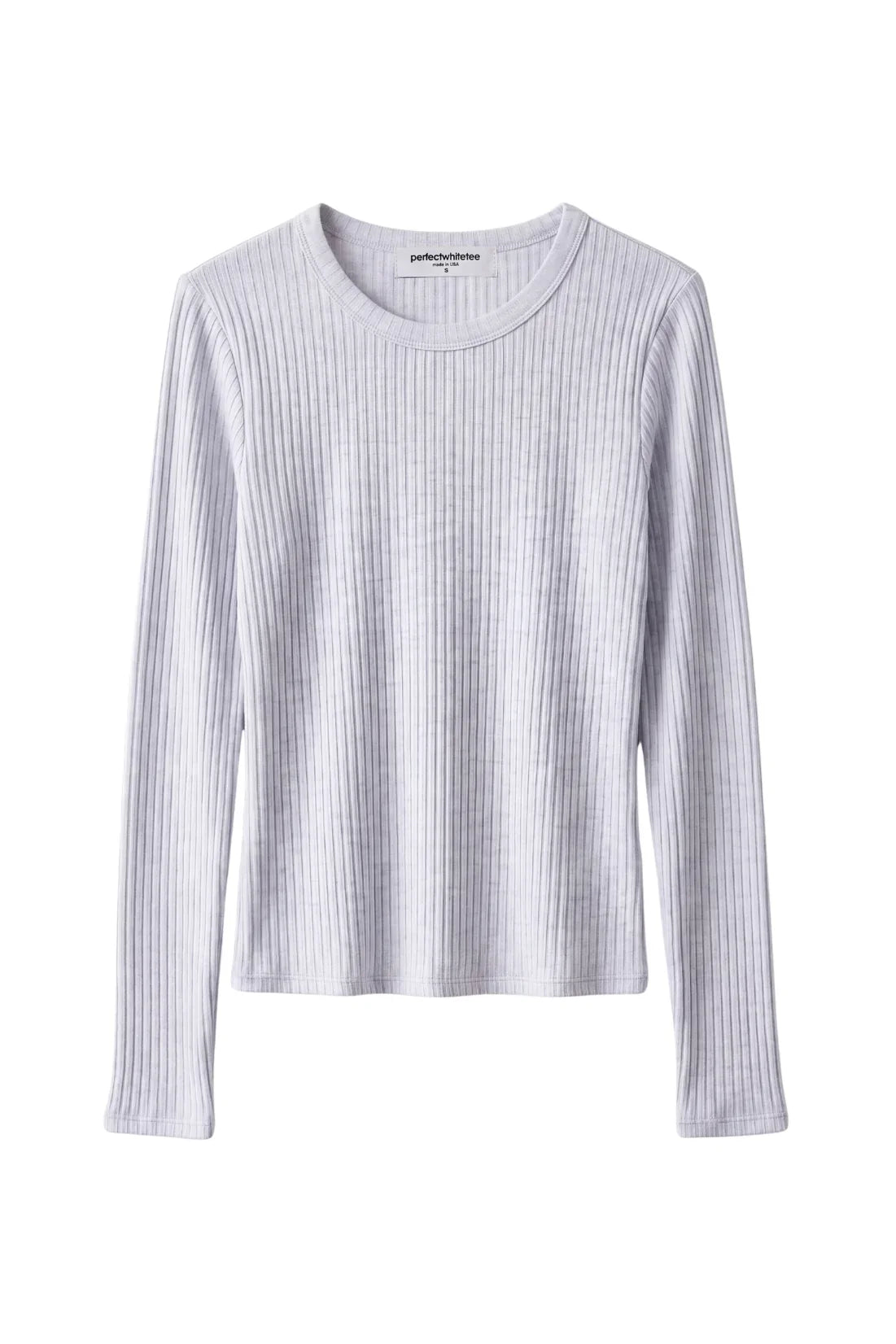 perfectwhitetee Flora Sweater Rib Crew Neck Long Sleeve - Heather Grey
