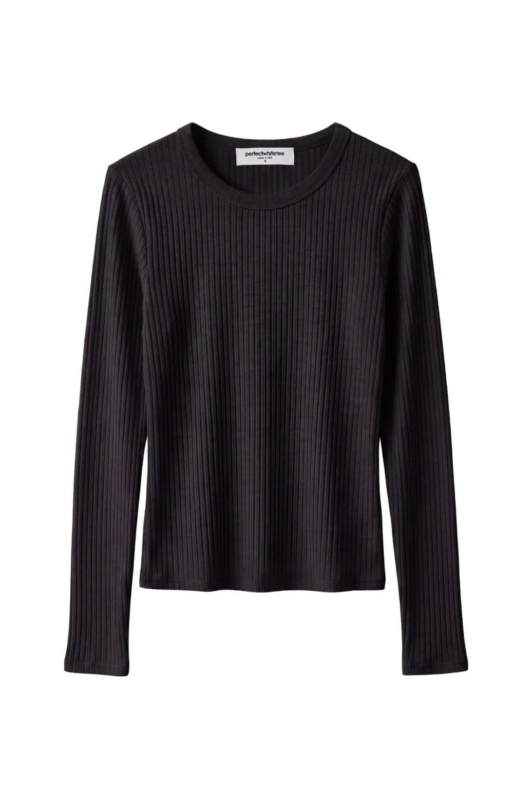 perfectwhitetee Flora Sweater Rib Crew Neck Long Sleeve - Black