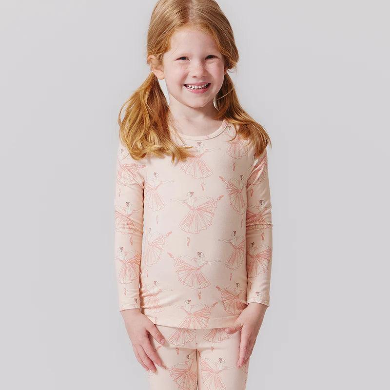 Pink Chicken Kids Bamboo PJ Set - Pink Ballerinas