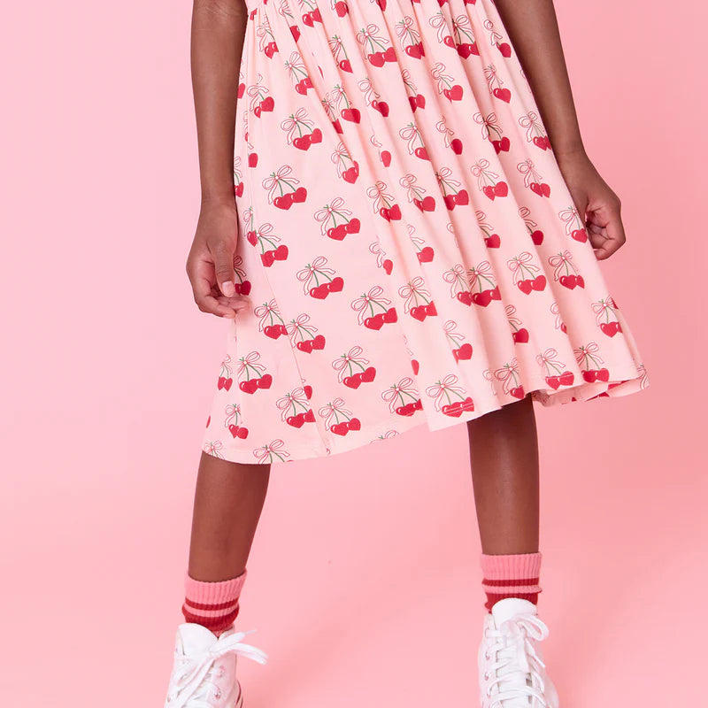 Pink Chicken Girls Bamboo Steph Dress - Cherry Hearts