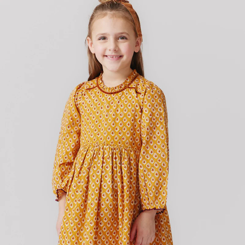 Pink Chicken Girls Charlie Dress - Inca Gold Tear Drop