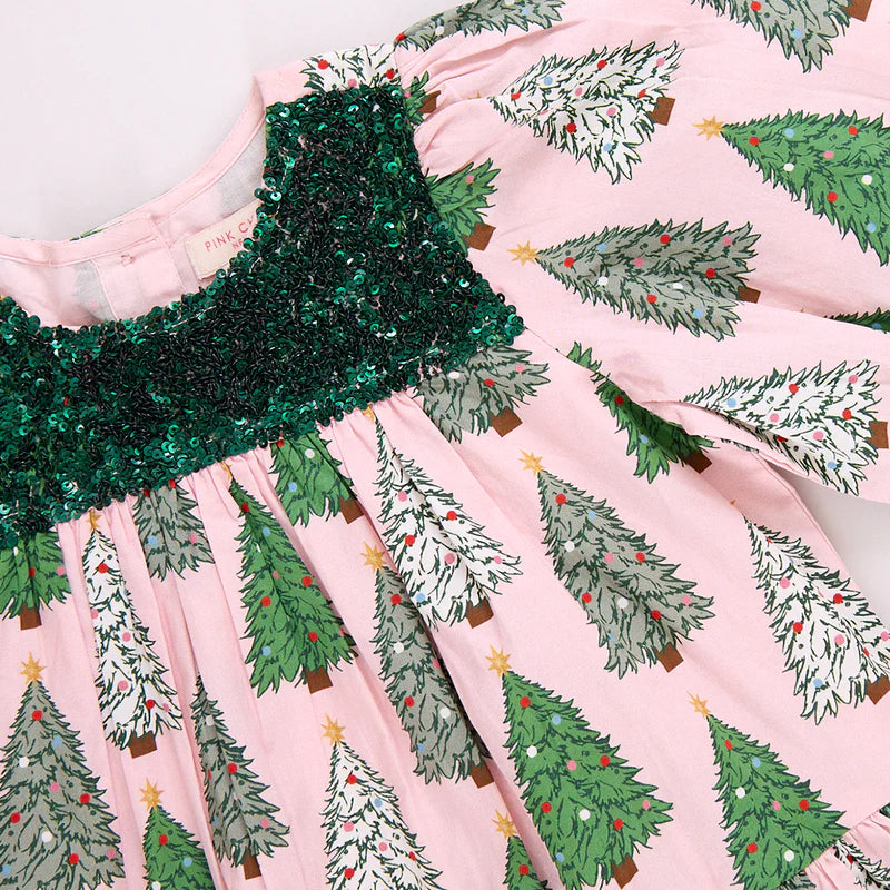 Pink Chicken Girls Fiona Dress - Pink Trees