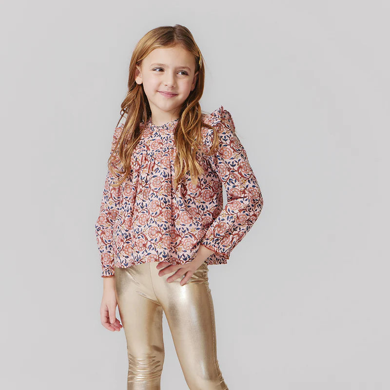 Pink Chicken Girls Lame Legging - Light Gold