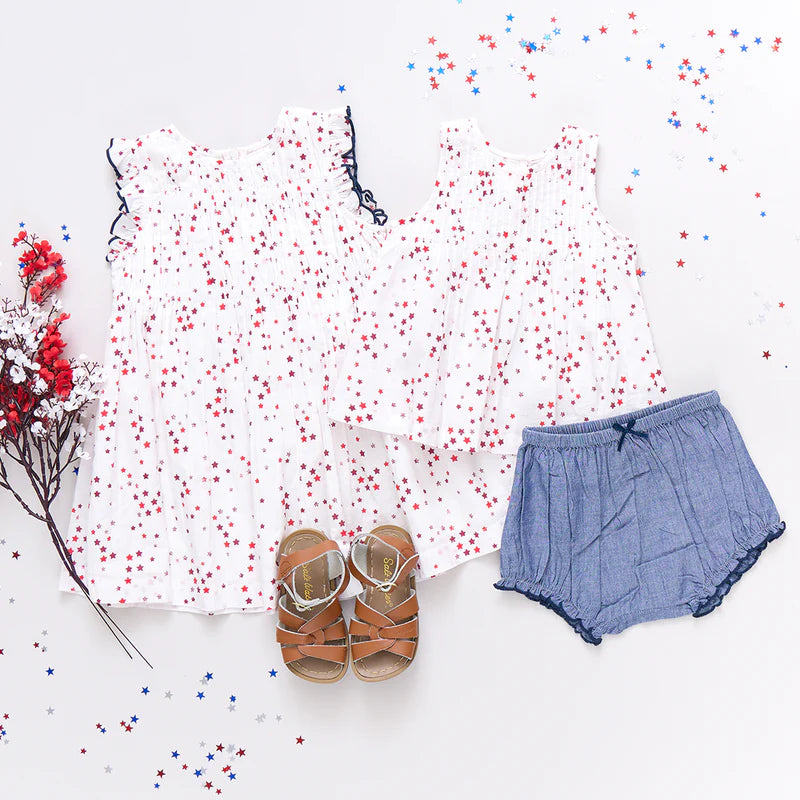 Pink Chicken Baby Girls Two-Piece Jaipur Set - Red Ditsy Stars