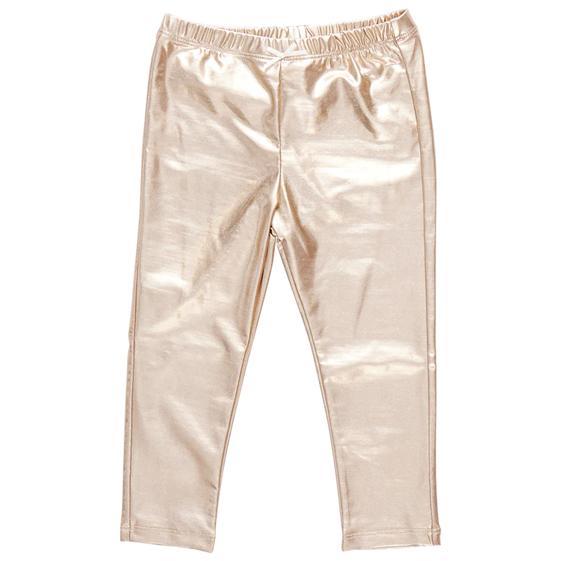 Pink Chicken Girls Lame Legging - Light Gold