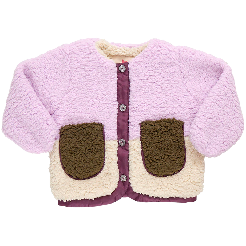 Pink Chicken Girls Ruth Sherpa Jacket - Lavender Color Block