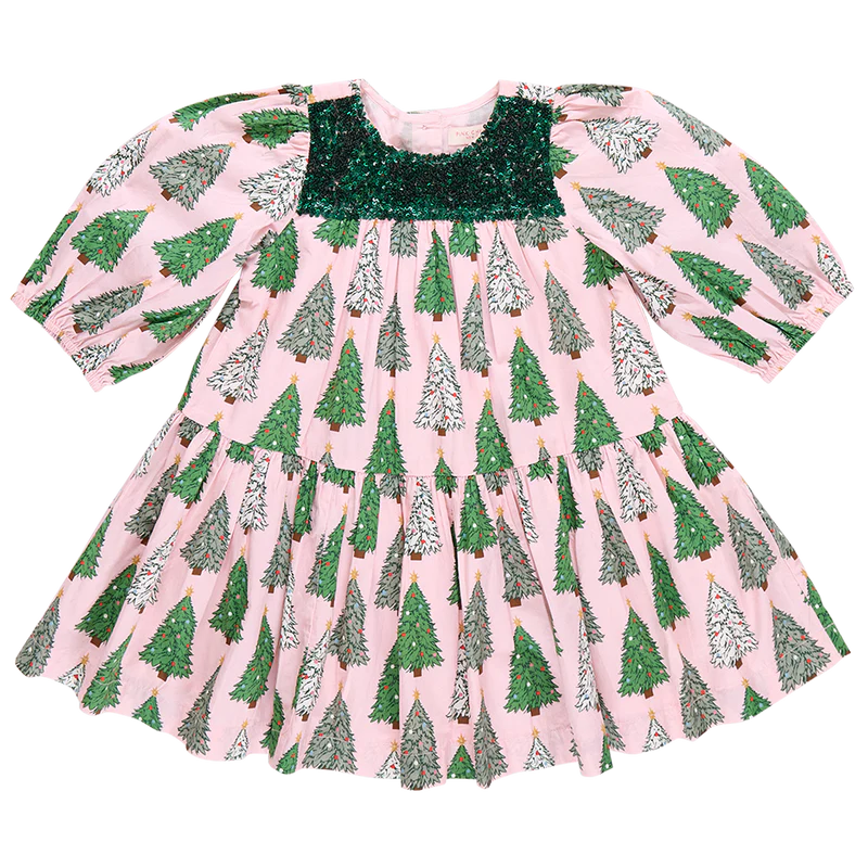 Pink Chicken Girls Fiona Dress - Pink Trees