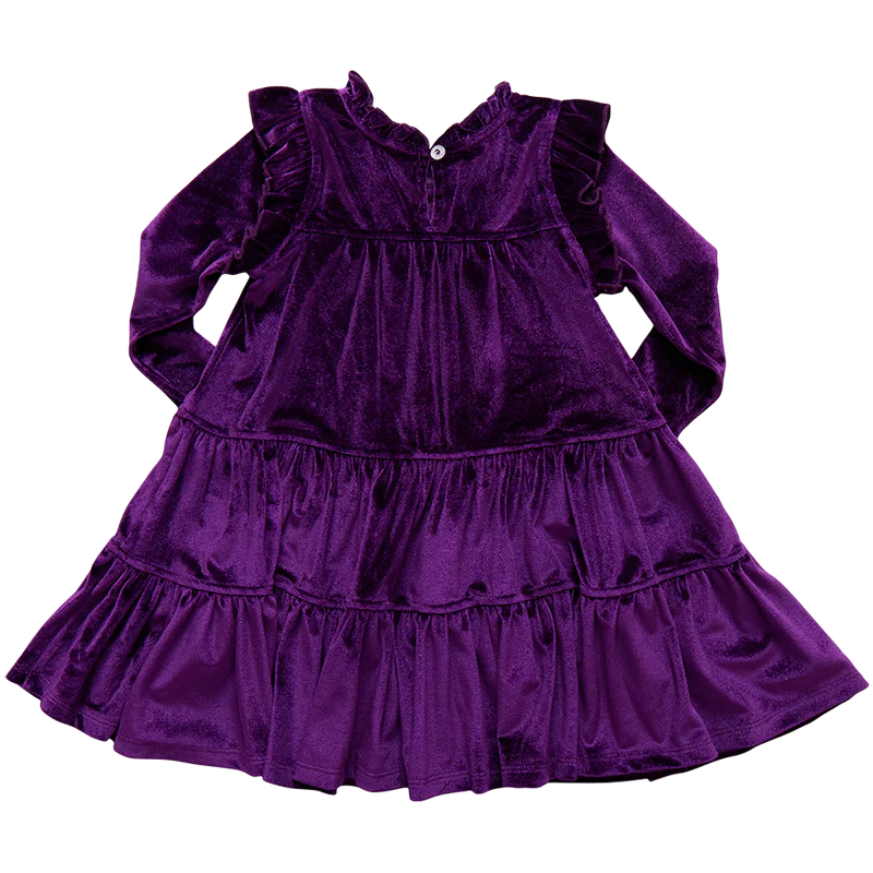 Pink Chicken Girls Velour Kalani Dress - Plum