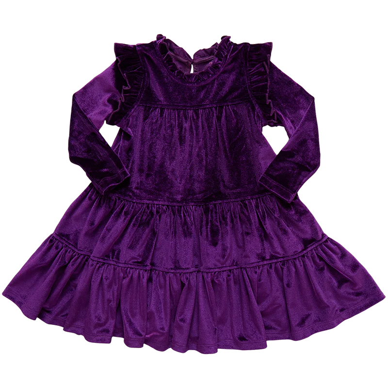 Pink Chicken Girls Velour Kalani Dress - Plum