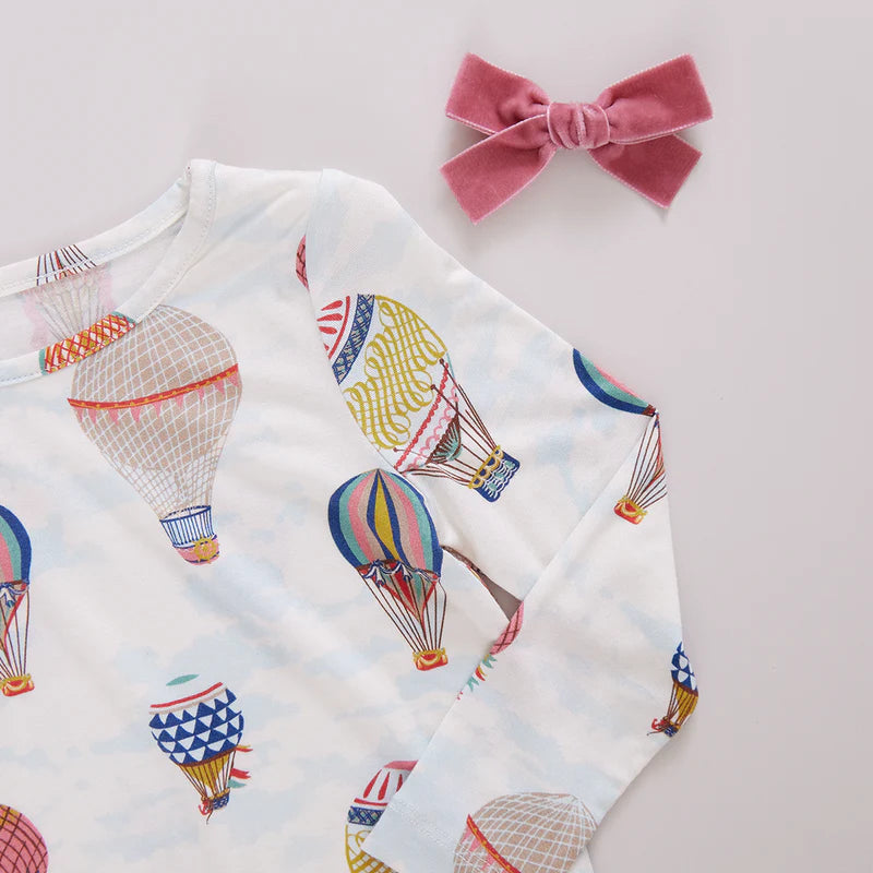 Pink Chicken Kids Bamboo PJ Set - Hot Air Balloons