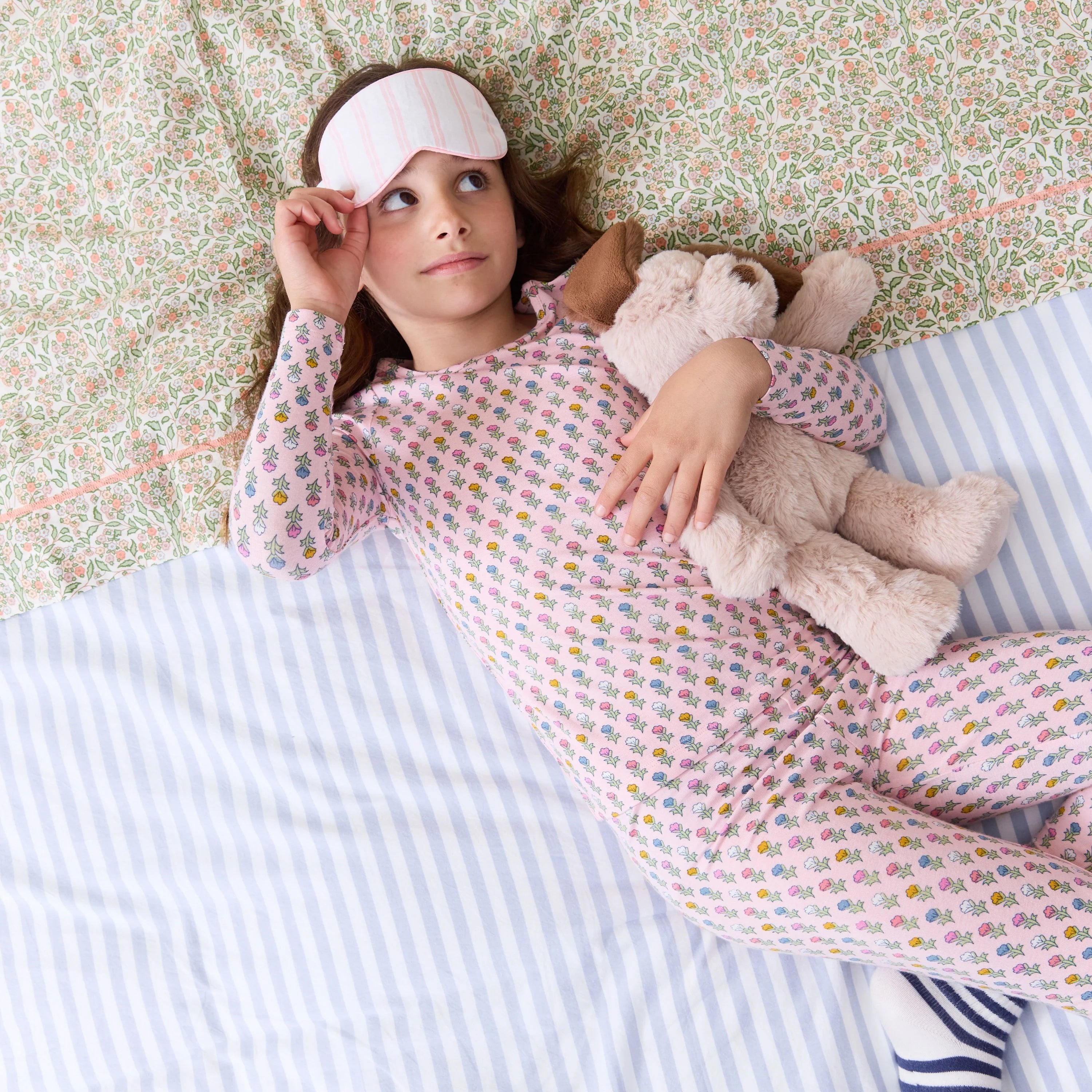 Pink Chicken Kids Bamboo PJ Set - Pink Carnations